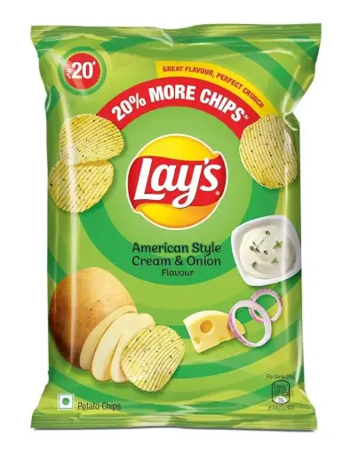 Lay's Potato Chips 48 Gram, American Style Cream & Onion Flavor, Crunchy Chips & Snacks (Weight May Vary)