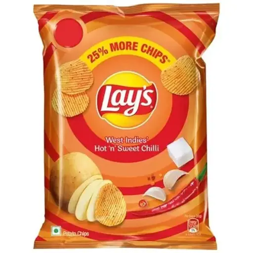 Lay's West Indies Hot and Sweet Crunchy Chilli Chips, 66gm